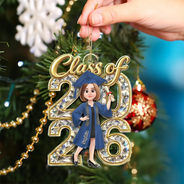 Christmas,Proud,Graduation,Gift For Kids,Vector - Congrats Grad Woman Man Crystal Effect For Daughter Son - Personalized Custom Shaped Acrylic Ornament