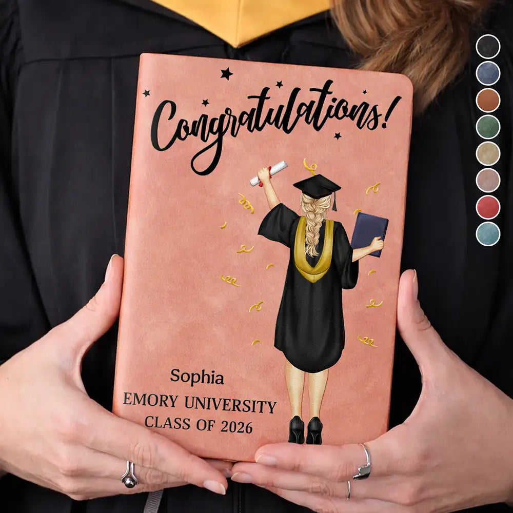 Congrats Grad You Did It - Personalized Leather Journal