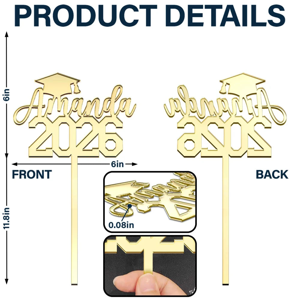 Graduation, Gift For Women, Gift For Men, Happy - Congrats Graduation - Personalized Cake Topper