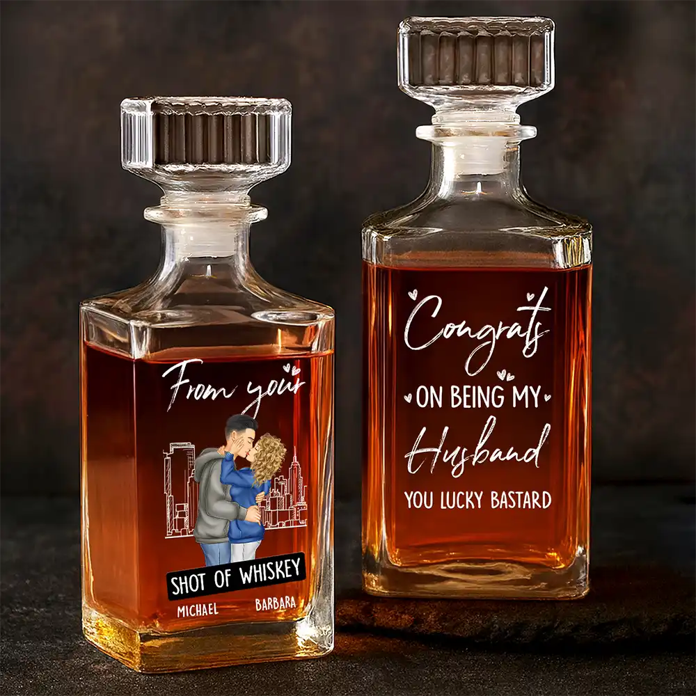 Gift For Couples,Gift For Husband,Gift For Wife,Gift For Boyfriend,Gift For Girlfriend,Funny - Congrats On Being - Personalized Square Whiskey Bottle