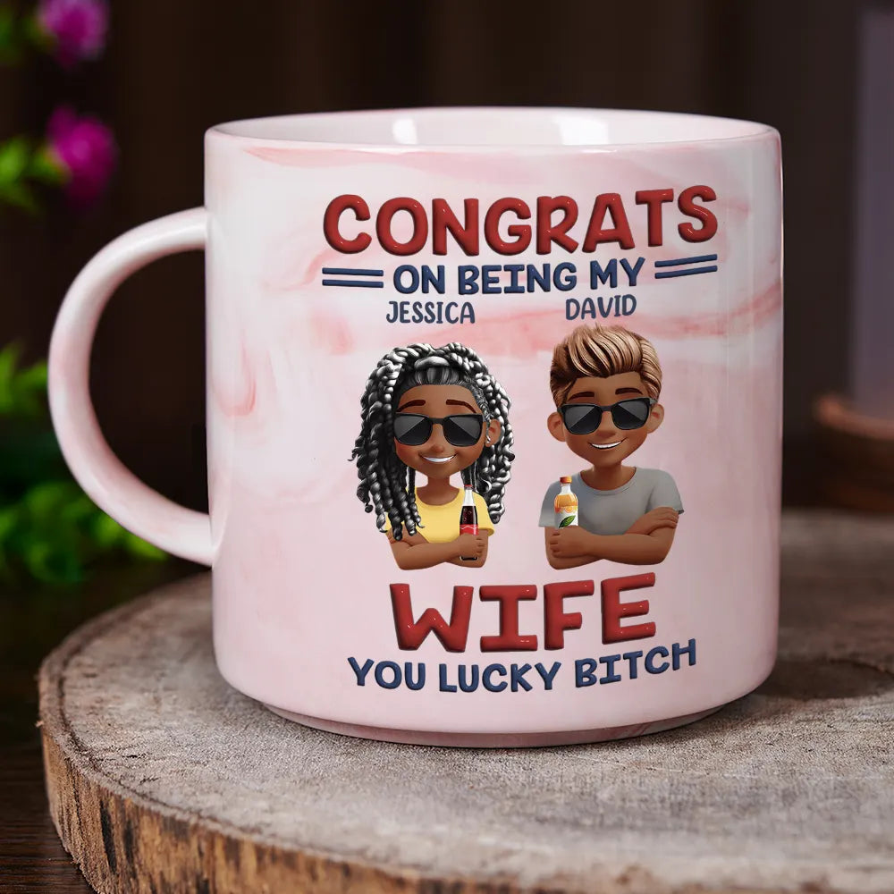 Gift For Bestie,Gift For Sisters,Gift For Daughter,Funny,Gift For Brothers,Gift For Husband,Gifts For Colleagues - Congrats On Being My Brother Sister Bestie - Personalized Marble Mug
