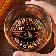 Gift For Grandpa,Gift For Father,New Dad,Non-Eng,Icon,Proud - Congrats On Being My Dad - Personalized Engraved Whiskey Glass