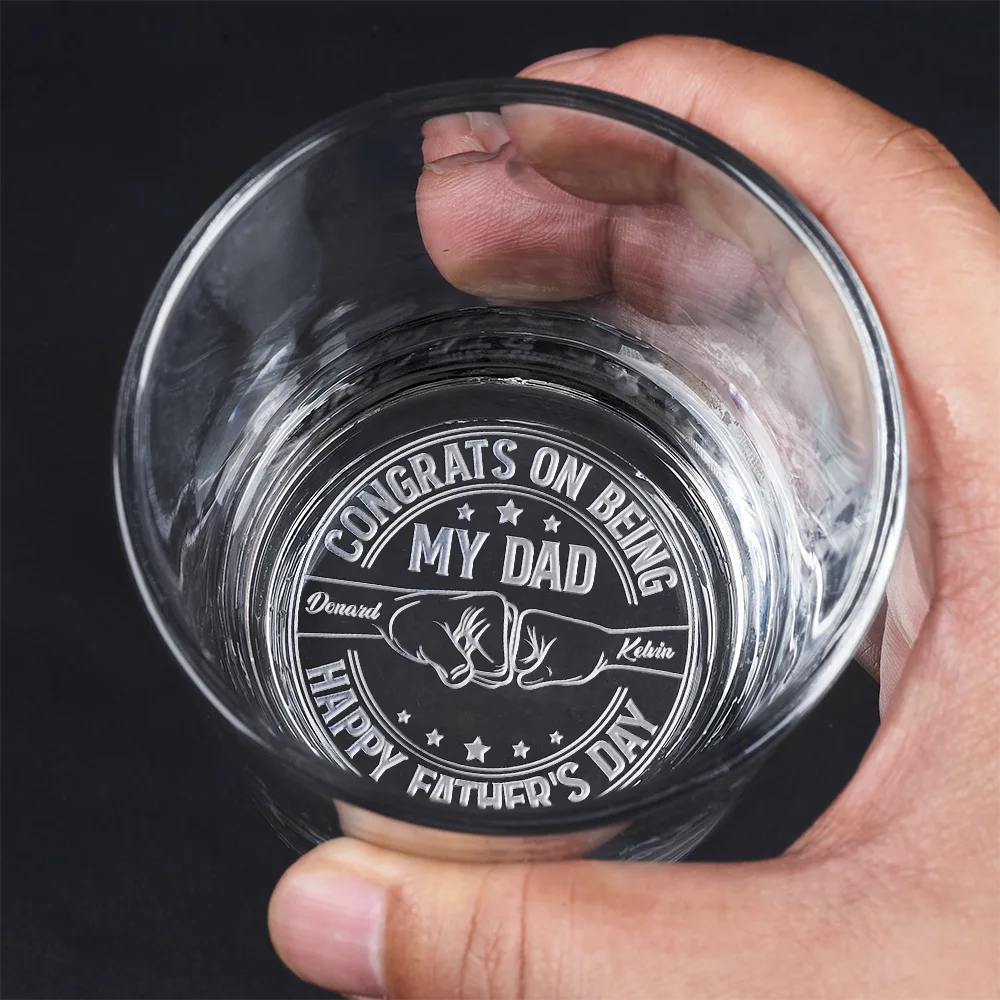 Gift For Grandpa,Gift For Father,New Dad,Non-Eng,Icon,Proud - Congrats On Being My Dad - Personalized Engraved Whiskey Glass