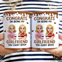 Gift For Couples, Old Couples, Gift For Husband, Gift For Wife, Gift For Boyfriend, Gift For Girlfriend, LGBT, Funny - Congrats On Being My Husband 3D Effect Couple - Personalized White Edge-to-Edge Mug