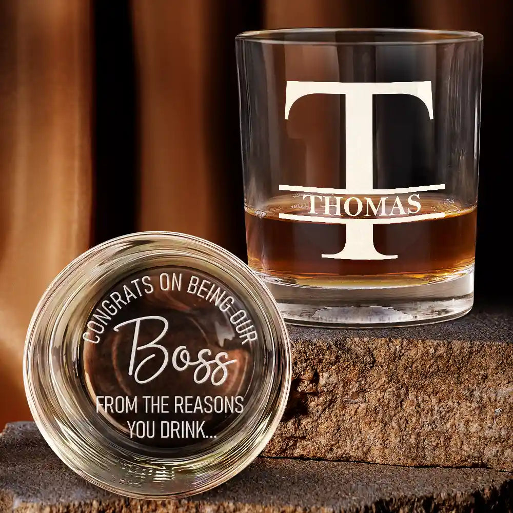 Congrats On Being Our Boss - Personalized Engraved Whiskey Glass