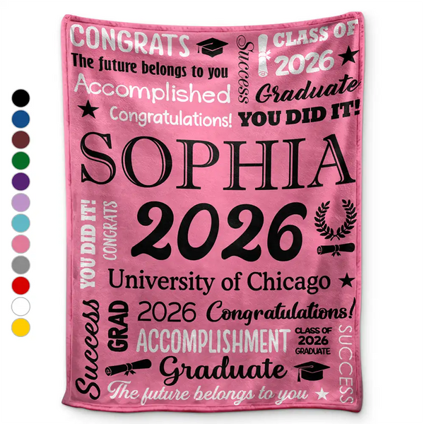 Graduation,Happy,Gift For Yourself,Gift For Men,Gift For Women,Gift For Daughter,Gift For Son,Gift For Bestie - Congrats Grad You Did It - Personalized Fleece Blanket, Sherpa Blanket
