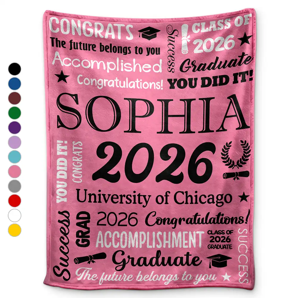 Graduation,Happy,Gift For Yourself,Gift For Men,Gift For Women,Gift For Daughter,Gift For Son,Gift For Bestie - Congrats Grad You Did It - Personalized Fleece Blanket, Sherpa Blanket