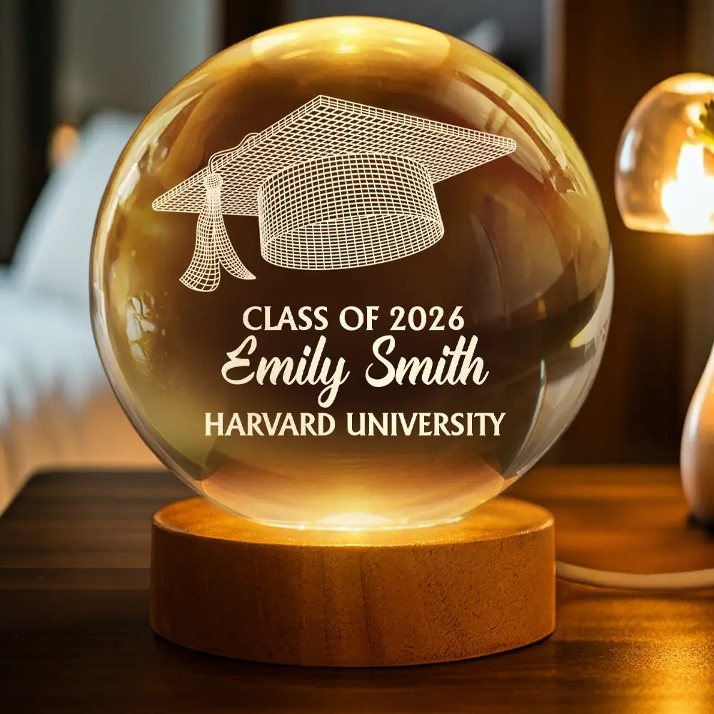 Congratulations Graduate - Personalized Crystal Globe Lamp