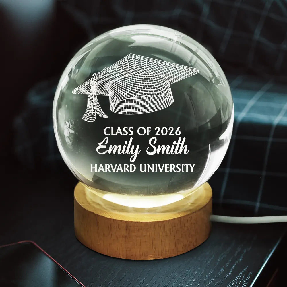 Gift For Yourself,Gift For Women,Gift For Men,Graduation,Happy,Top Market - Congratulations Graduate - Personalized Crystal Globe Lamp