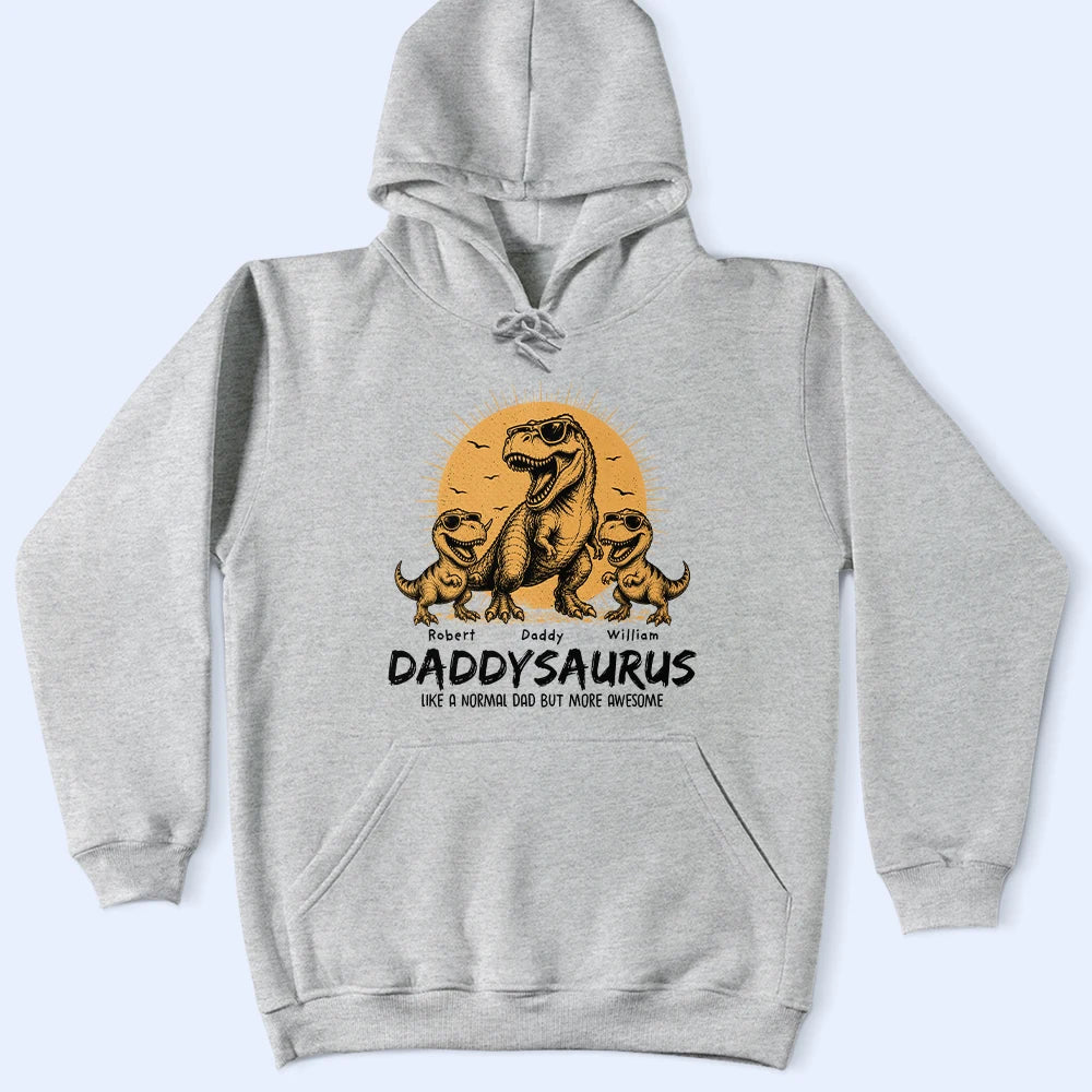 Gift For Father,Top Market,Sarcastic,Custom Text - Cool Dinosaur Retro Yellow Vintage Daddysaurus - Personalized T Shirt