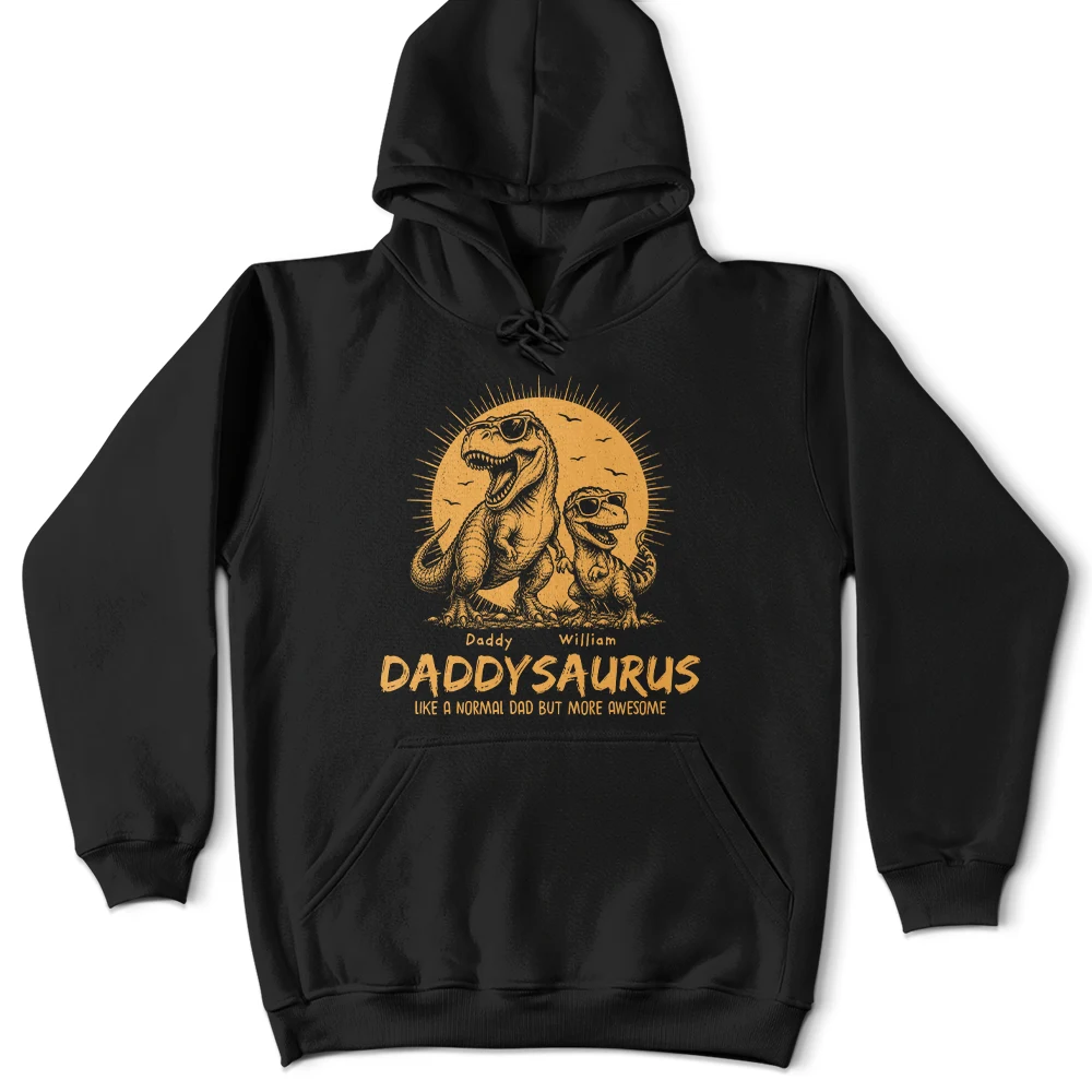 Gift For Father,Top Market,Sarcastic,Custom Text - Cool Dinosaur Retro Yellow Vintage Daddysaurus - Personalized T Shirt