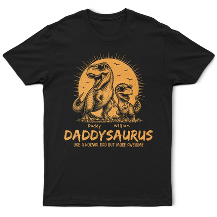 Cool Dinosaur Retro Yellow Vintage Daddysaurus - Personalized T Shirt