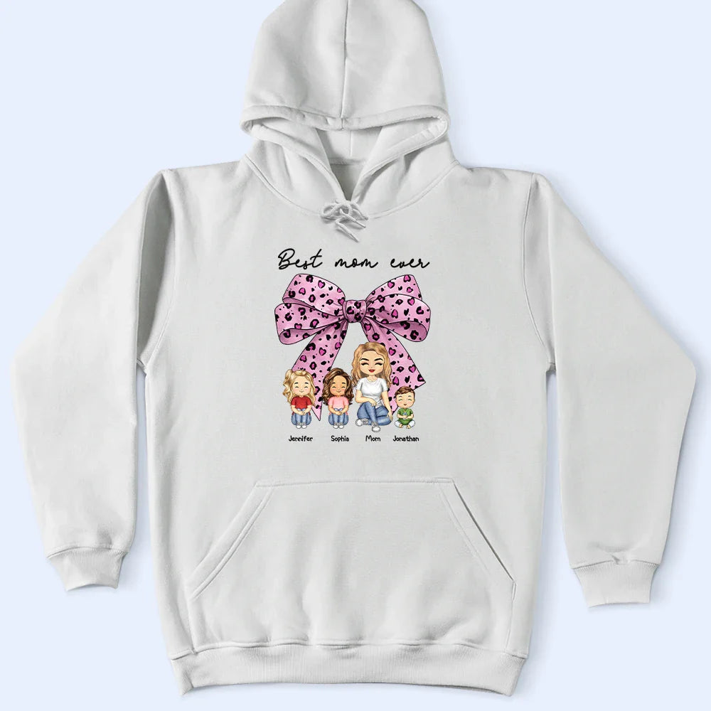 Gift For Grandma,Gift For Mother - Coquette Bow Best Mom Ever - Personalized T Shirt