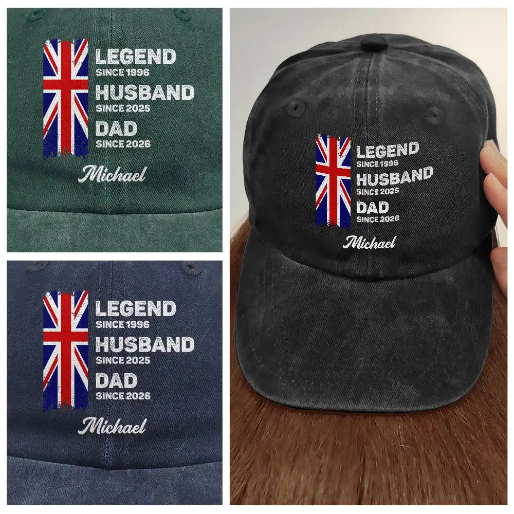 Gift For Father,Gift For Husband,Gift For Men,Gift For Grandpa,Happy,Independence Day,Vector - Country Flag Legend Husband Dad Grandpa - Personalized Vintage Washed Denim Cap