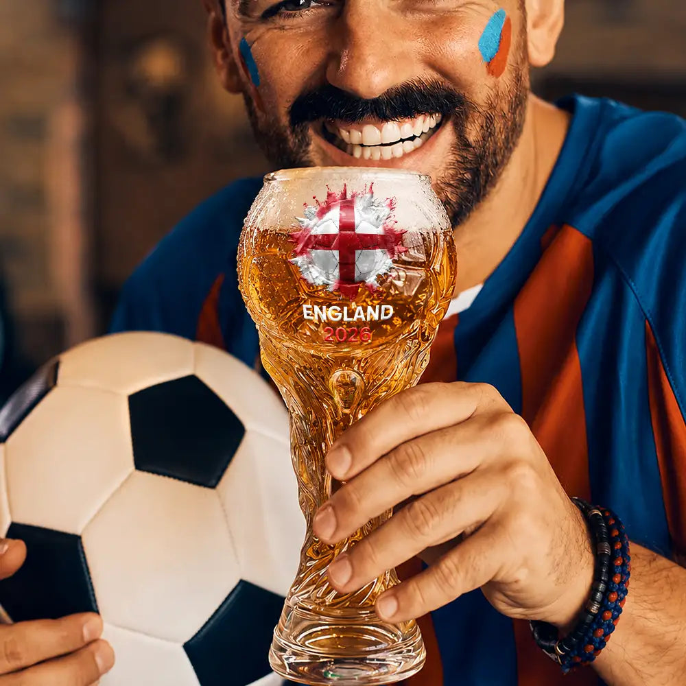 Football (Soccer),Gift For Men,Gift For Yourself,Playful,Summer Soccer Games,Icon - Country Flags Soccer Ball - Personalized Beer Glass