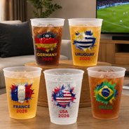 Summer,Football (Soccer),Gift For Men,Gift For Yourself,Playful,Summer Soccer Games,Icon - Country Flags Soccer Ball - Personalized Frosted Cups