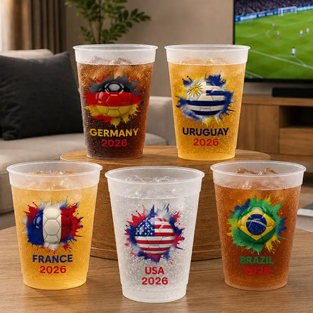 Country Flags Soccer Ball - Personalized Frosted Cups