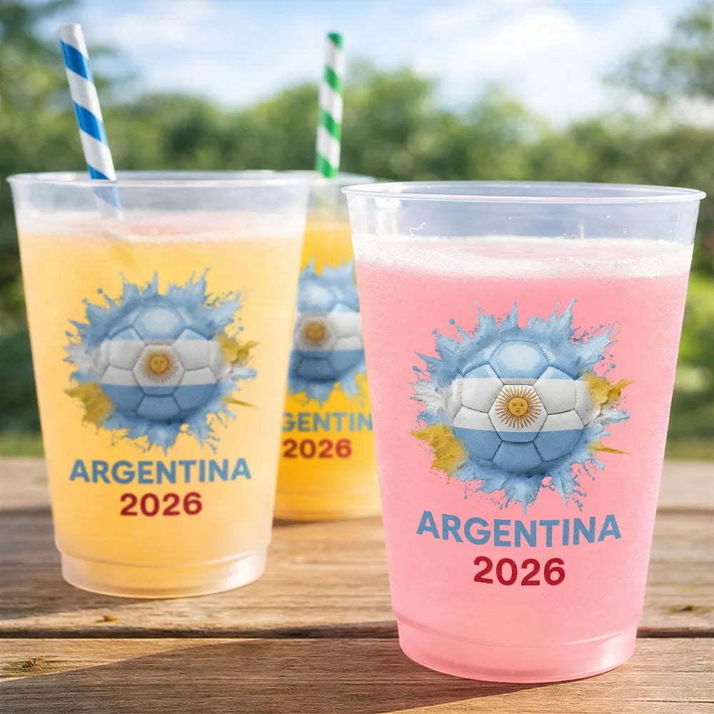 Summer,Football (Soccer),Gift For Men,Gift For Yourself,Playful,Summer Soccer Games,Icon - Country Flags Soccer Ball - Personalized Frosted Cups