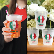 Summer,Football (Soccer),Gift For Men,Gift For Yourself,Playful,Summer Soccer Games,Icon - Country Flags Soccer Ball - Personalized Frosted Cups