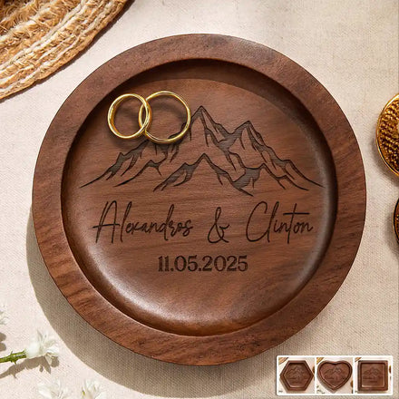 Couple Anniversary Gift - Personalized Wood Ring Dish