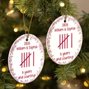 Anniversary,Christmas,Romantic,Gift For Couples,Icon - Couple Anniversary Gift Tally Mark - Personalized Circle Ceramic Ornament