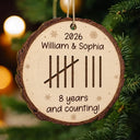 Anniversary,Christmas,Romantic,Gift For Couples,Icon - Couple Anniversary Gift Tally Mark - Personalized Custom Shaped Wooden Ornament