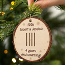Anniversary,Christmas,Romantic,Gift For Couples,Icon - Couple Anniversary Gift Tally Mark - Personalized Custom Shaped Wooden Ornament
