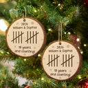 Anniversary,Christmas,Romantic,Gift For Couples,Icon - Couple Anniversary Gift Tally Mark - Personalized Custom Shaped Wooden Ornament