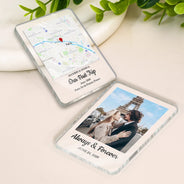 Summer, Gift For Couples, Romantic, Location Map - Couple Anniversary Love Message - Personalized Acrylic Magnet