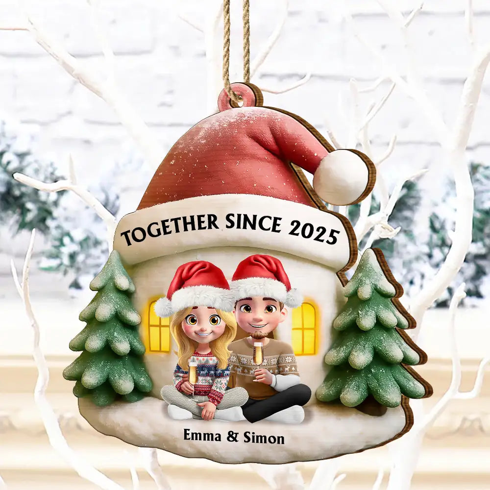 Christmas,Gift For Couples,Gift For Husband,Gift For Wife,Gift For Boyfriend,Gift For Girlfriend,Happy - Couple Annoying Each Other Since - Personalized Custom Shaped Wooden Ornament