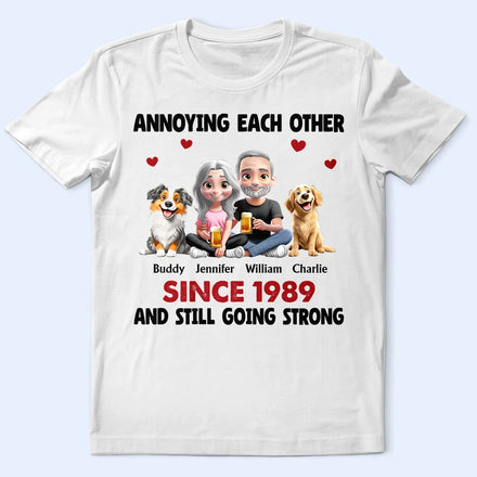 Couple Annoying Each Other With Dogs - Personalized T Shirt