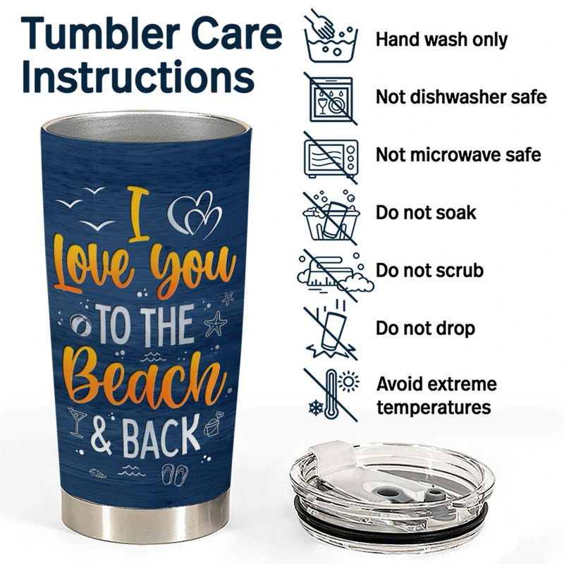 Summer,Beach,Gift For Couples,Gift For Husband,Gift For Wife,Gift For Boyfriend,Gift For Girlfriend - Couple Beach Love You To The Beach & Back - Personalized Tumbler
