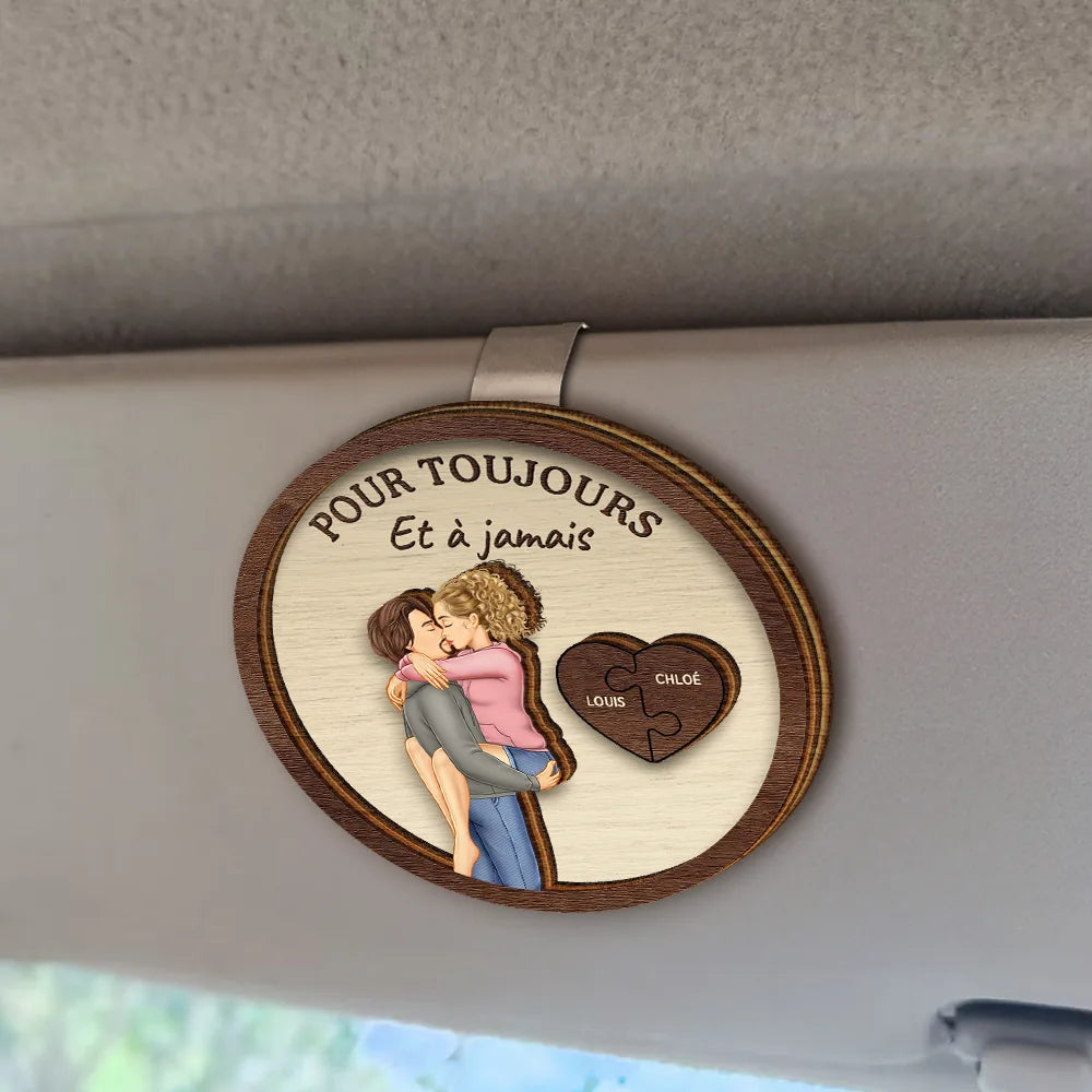 Gift For Couples,Gift For Husband,Gift For Wife,Gift For Boyfriend,Gift For Girlfriend,LGBT,Love,French - Couple Conduis Prudemment Je T’aime - Clip De Pare-Soleil De Voiture À Forme Spéciale Personnalisé