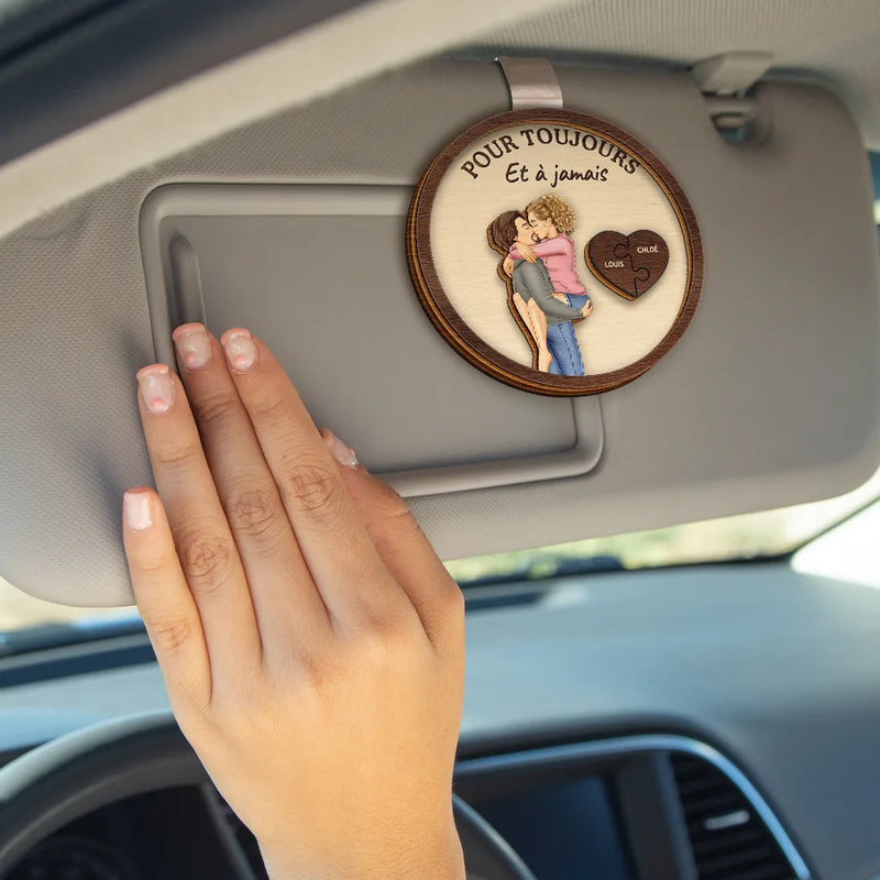 Gift For Couples,Gift For Husband,Gift For Wife,Gift For Boyfriend,Gift For Girlfriend,LGBT,Love,French - Couple Conduis Prudemment Je T’aime - Clip De Pare-Soleil De Voiture À Forme Spéciale Personnalisé