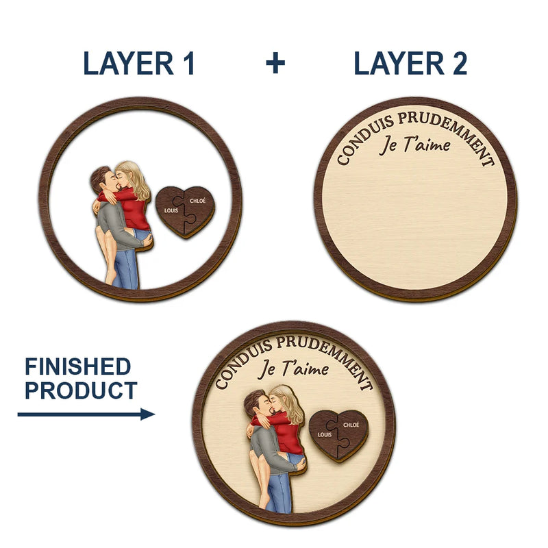 Gift For Couples,Gift For Husband,Gift For Wife,Gift For Boyfriend,Gift For Girlfriend,LGBT,Love,French - Couple Conduis Prudemment Je T’aime - Clip De Pare-Soleil De Voiture À Forme Spéciale Personnalisé