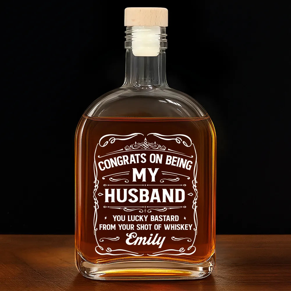 Couple Congrats On Being My Husband You Lucky Man - Personalized Whiskey Bottle