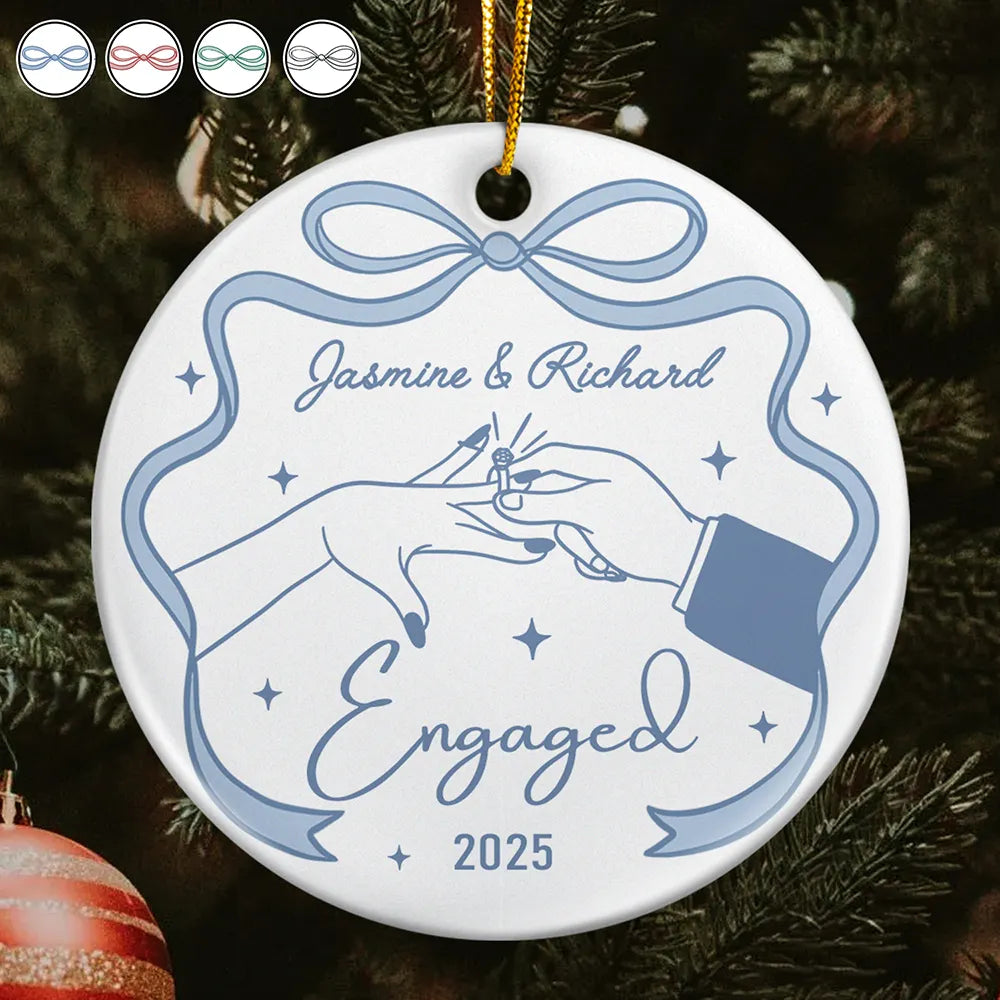 Gift For Couples,Gift For Husband,Gift For Wife,Gift For Boyfriend,Gift For Girlfriend,Married ,Engaged,Anniversary,Wedding Anniversary,Christmas - Couple Engaged Married Anniversary - Personalized Circle Ceramic Ornament