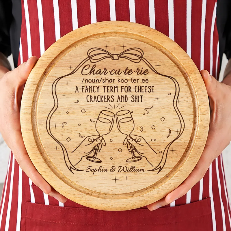 Gift For Couples,Family,Funny - Couple Family Name Charcuterie A Fancy Term - Personalized Cheese Board Set