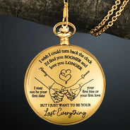 Gift For Couples,Gift For Husband,Gift For Boyfriend,Love - Couple Hand Holding I Wish I Could Turn Back The Clock - Personalized Pocket Watch