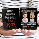 Gift For Couples,Gift For Wife,Gift For Husband,Gift For Boyfriend,Gift For Girlfriend,Funny,Old Couples - Couple Happily Annoying Each Other Since - Personalized Mug