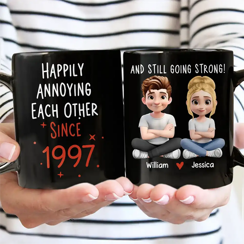 Gift For Couples,Gift For Wife,Gift For Husband,Gift For Boyfriend,Gift For Girlfriend,Funny,Old Couples - Couple Happily Annoying Each Other Since - Personalized Mug