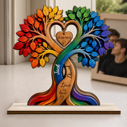 Couple Heart Tree - Personalized Custom Shaped Wooden Plaque