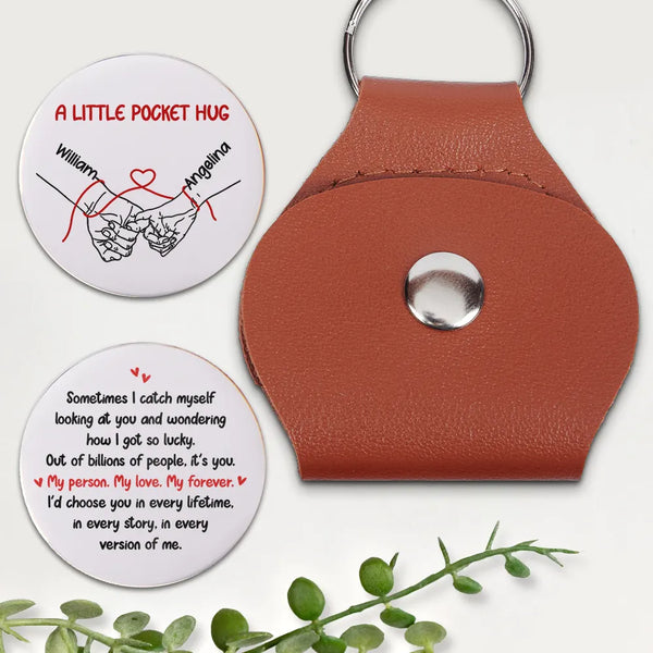 Gift For Couples, LGBT, Gift For Women, Gift For Men, Love, Top Market - Couple Holding Hands My Person My Love My Forever - Personalized Leather Pocket Hug