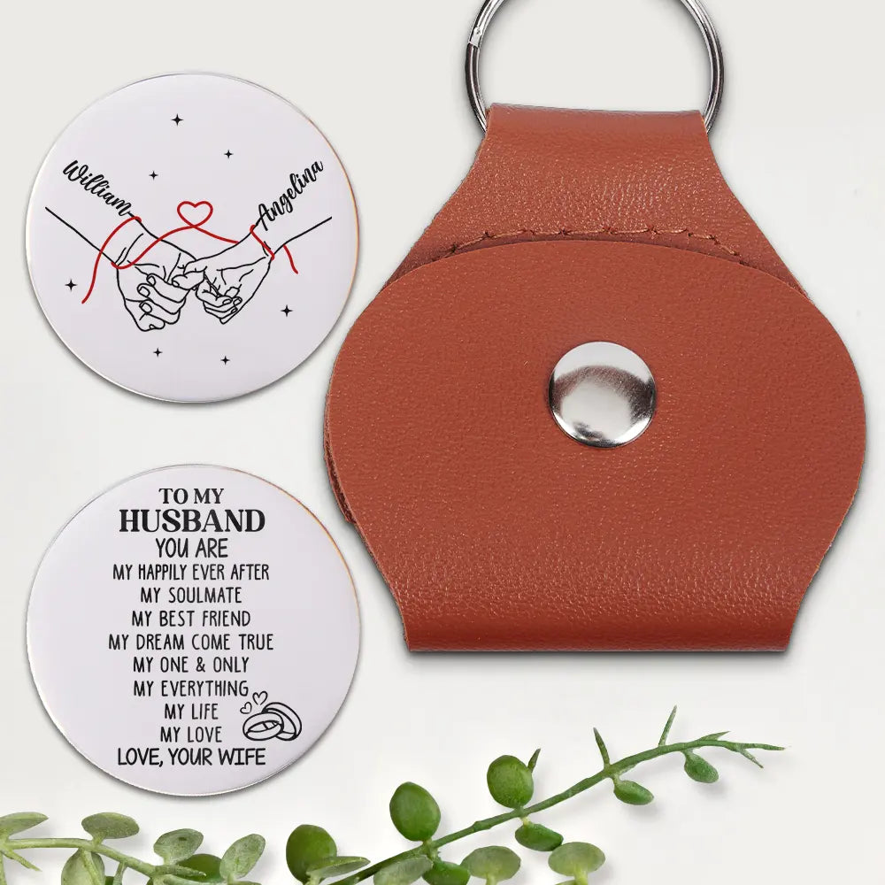 Couple Holding Hands My Thing My Life My Love - Personalized Leather Pocket Hug