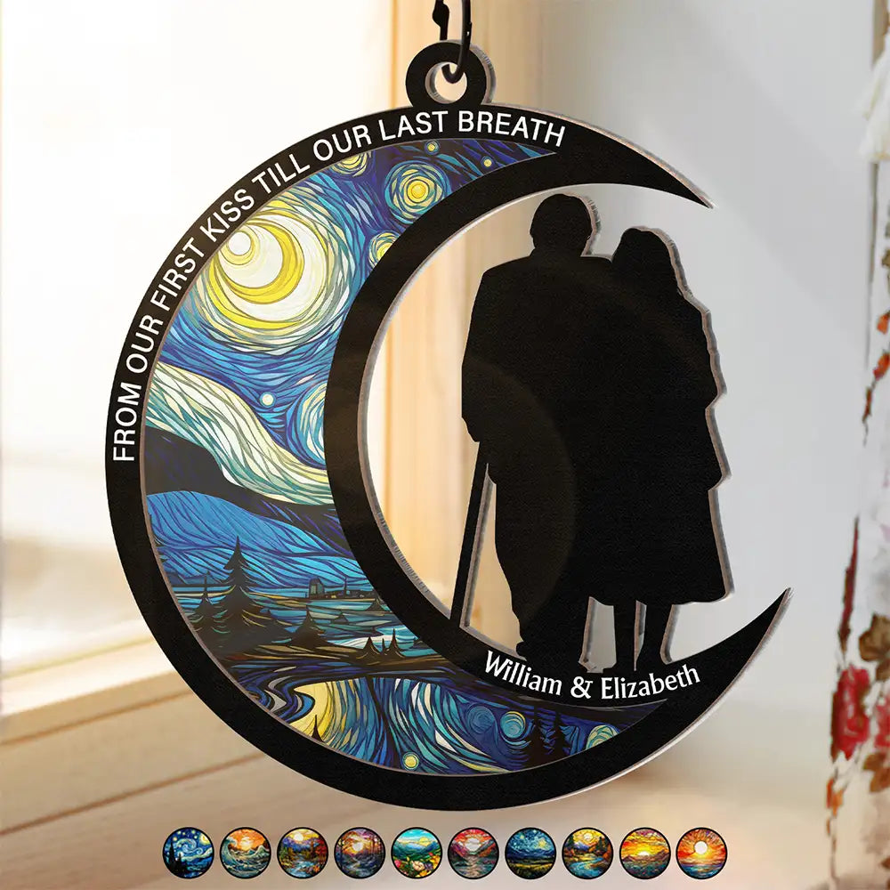 Gift For Couples,Old Couples,Gift For Husband,Gift For Wife,Love - Couple I Choose You From Our First Kiss - Personalized Window Hanging Suncatcher Ornament