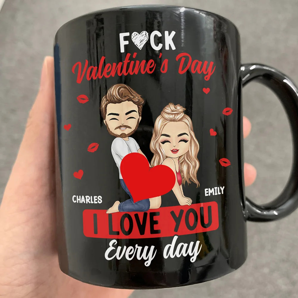 Couple I Love You Every Day - Personalized Black Mug