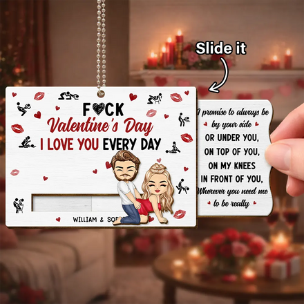 Couple I Love You Every Day - Personalized Hanging Wooden Slide Card