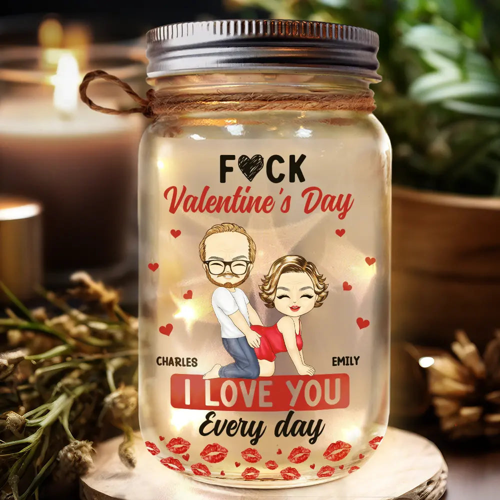 Couple I Love You Every Day - Personalized Mason Jar Light