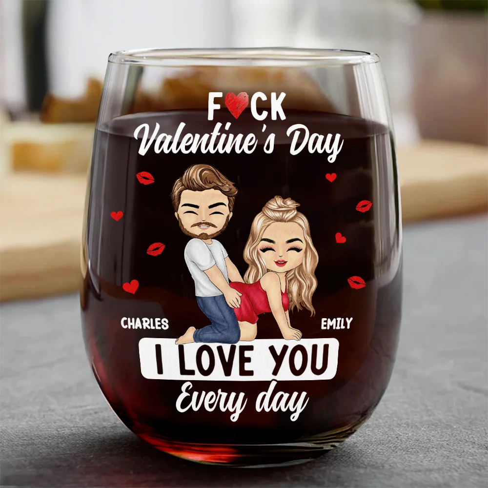 Gift For Couples,Old Couples,Gift For Husband,Gift For Wife,Gift For Boyfriend,Gift For Girlfriend,Love - Couple I Love You Every Day - Personalized Stemless Wine Glass