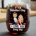 Gift For Couples,Old Couples,Gift For Husband,Gift For Wife,Gift For Boyfriend,Gift For Girlfriend,Love - Couple I Love You Every Day - Personalized Stemless Wine Glass